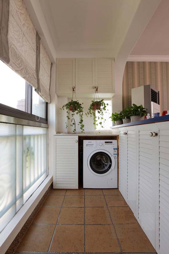 不同款式的阳台洗衣机收纳