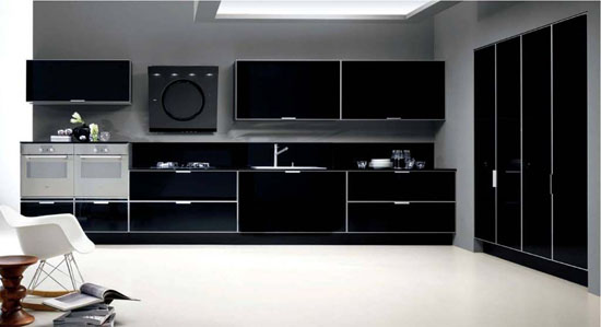 纯黑色 厨房橱柜装修效果图